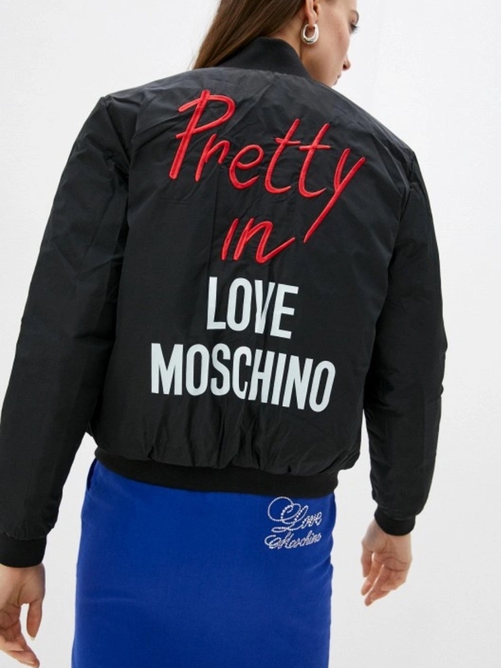 Moschino Black Bomber (black&red2 in1) Jacket with Red and White Script - Picture 11 of 11